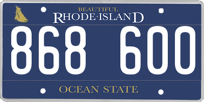 RI license plate 868600