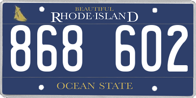 RI license plate 868602