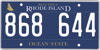 RI license plate 868644