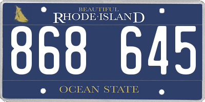 RI license plate 868645
