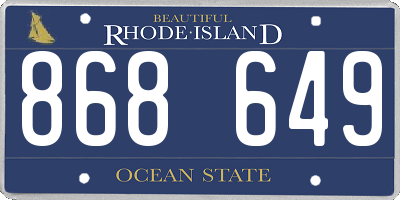 RI license plate 868649