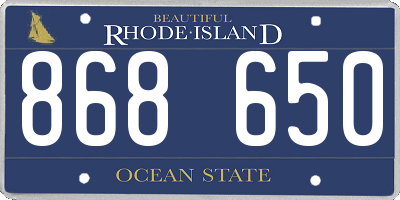 RI license plate 868650