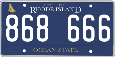 RI license plate 868666
