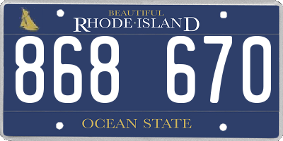 RI license plate 868670