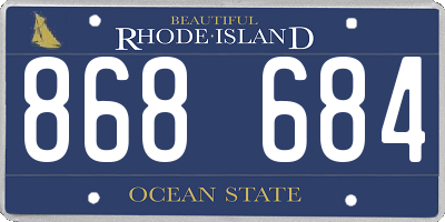 RI license plate 868684