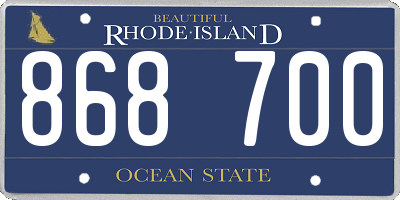 RI license plate 868700
