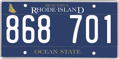 RI license plate 868701