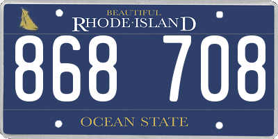 RI license plate 868708