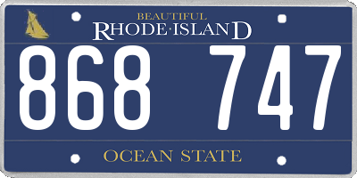 RI license plate 868747