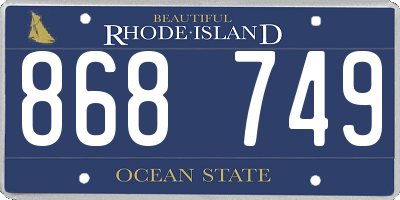 RI license plate 868749