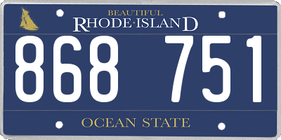 RI license plate 868751