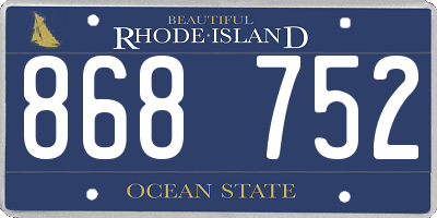 RI license plate 868752