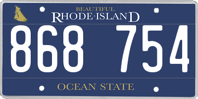 RI license plate 868754