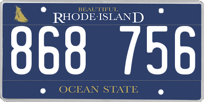 RI license plate 868756