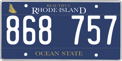 RI license plate 868757