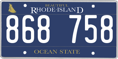 RI license plate 868758