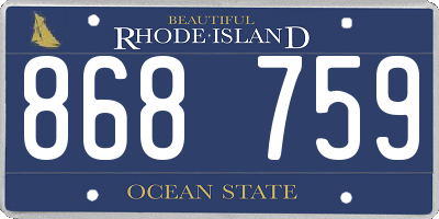 RI license plate 868759