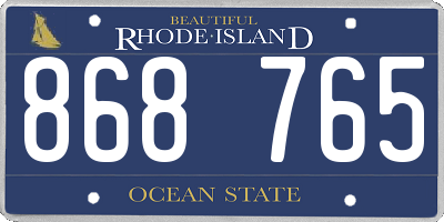 RI license plate 868765