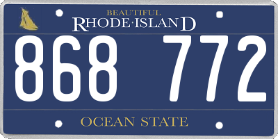 RI license plate 868772
