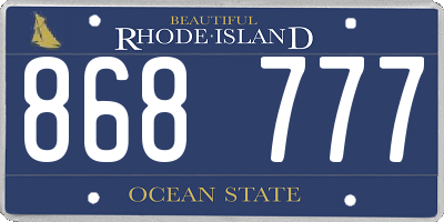 RI license plate 868777
