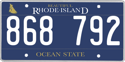 RI license plate 868792