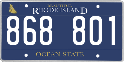 RI license plate 868801
