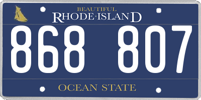 RI license plate 868807