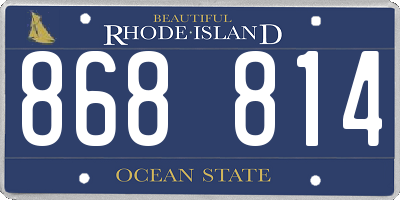 RI license plate 868814