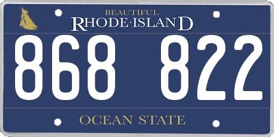 RI license plate 868822