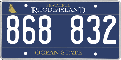 RI license plate 868832