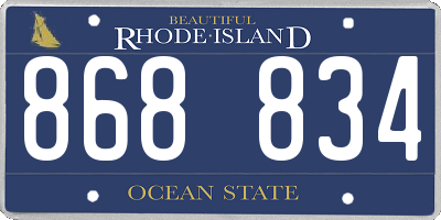 RI license plate 868834