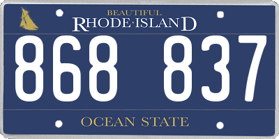 RI license plate 868837