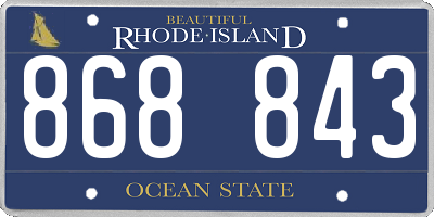 RI license plate 868843