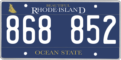 RI license plate 868852