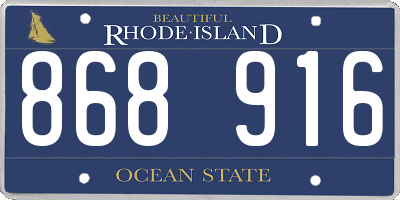 RI license plate 868916