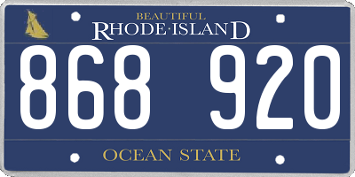 RI license plate 868920