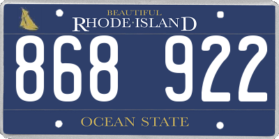 RI license plate 868922