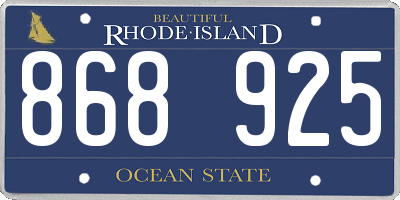 RI license plate 868925
