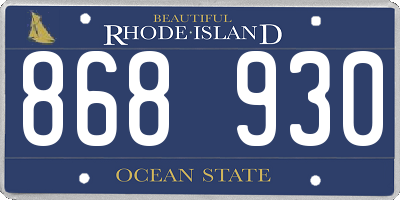 RI license plate 868930