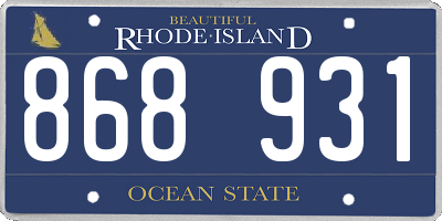 RI license plate 868931