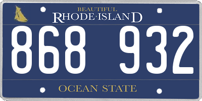 RI license plate 868932