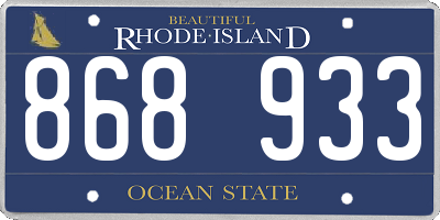 RI license plate 868933