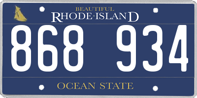 RI license plate 868934
