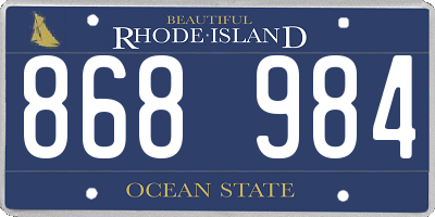 RI license plate 868984