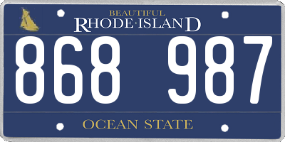 RI license plate 868987