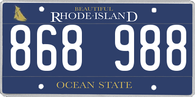 RI license plate 868988