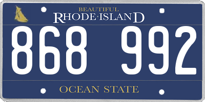 RI license plate 868992