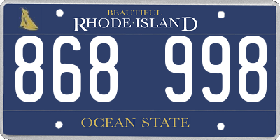 RI license plate 868998