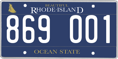 RI license plate 869001