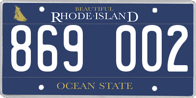 RI license plate 869002